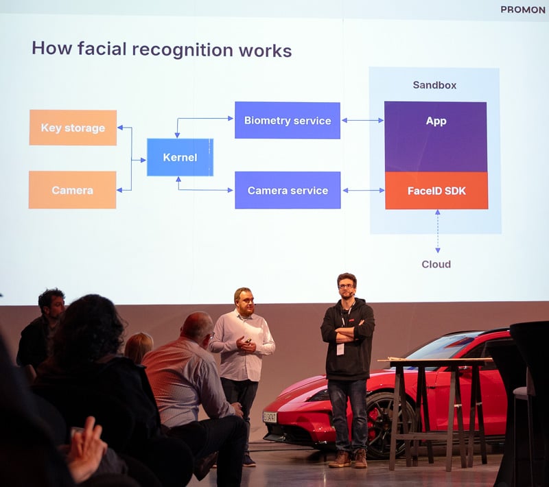 Promon's Head of Security Research presenting at a conference