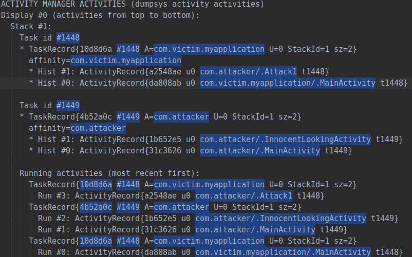 Landing dumpsys